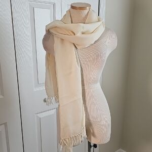 Elegant Cream Color Wool Scarf Scarf. 12" X 72"
